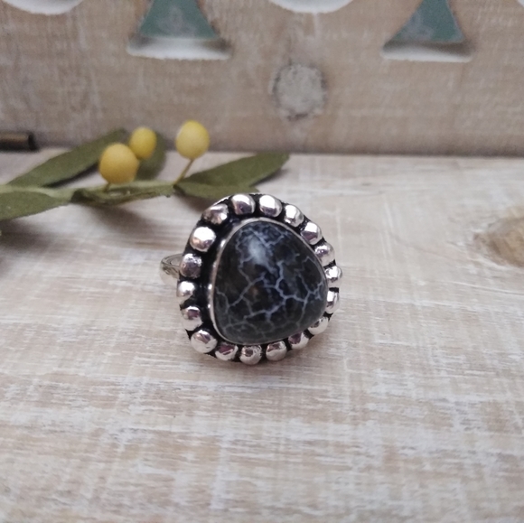 2 RING SET SILVER-STONE RINGS NWOT - Picture 4 of 10